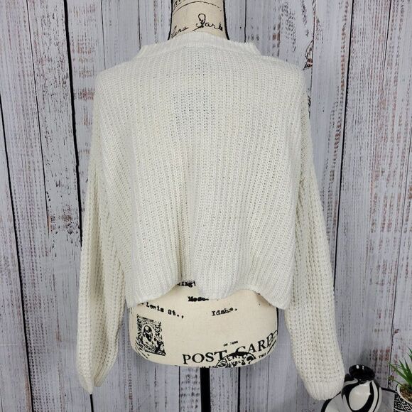 Rue21 Small Cream Knit Casual Shabby Chic Classic Loose Fit Scoop Neck Sweater - Picture 4 of 7